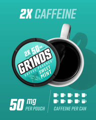 GRINDS Sweet Mint pouch on table demonstrates mess-free, moisture-locked design