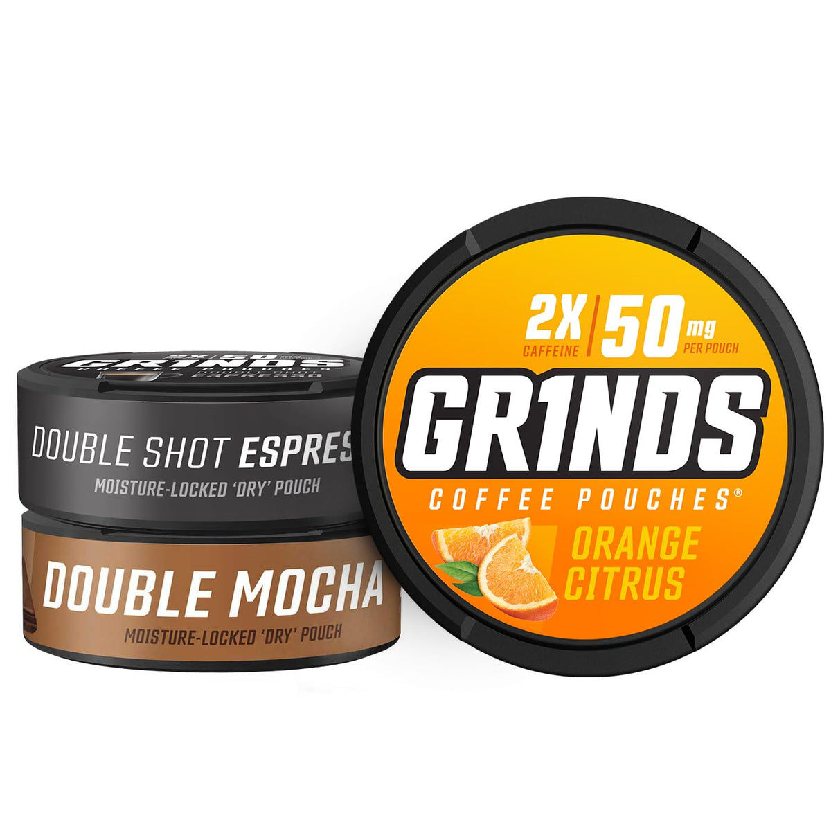 GRINDS three-can sampler front view ideal for flavor discovery.