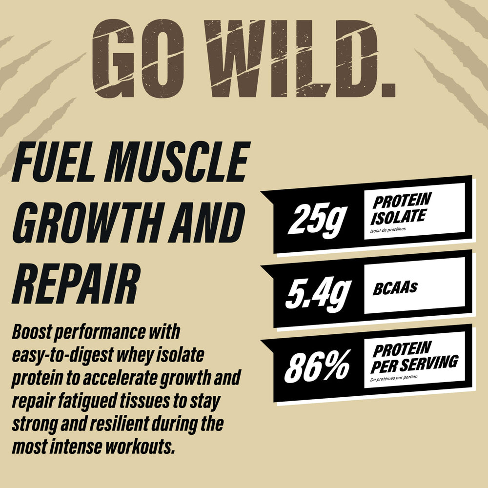 Grizzly Whey Isolate vanilla scoop highlights convenient daily protein dosing