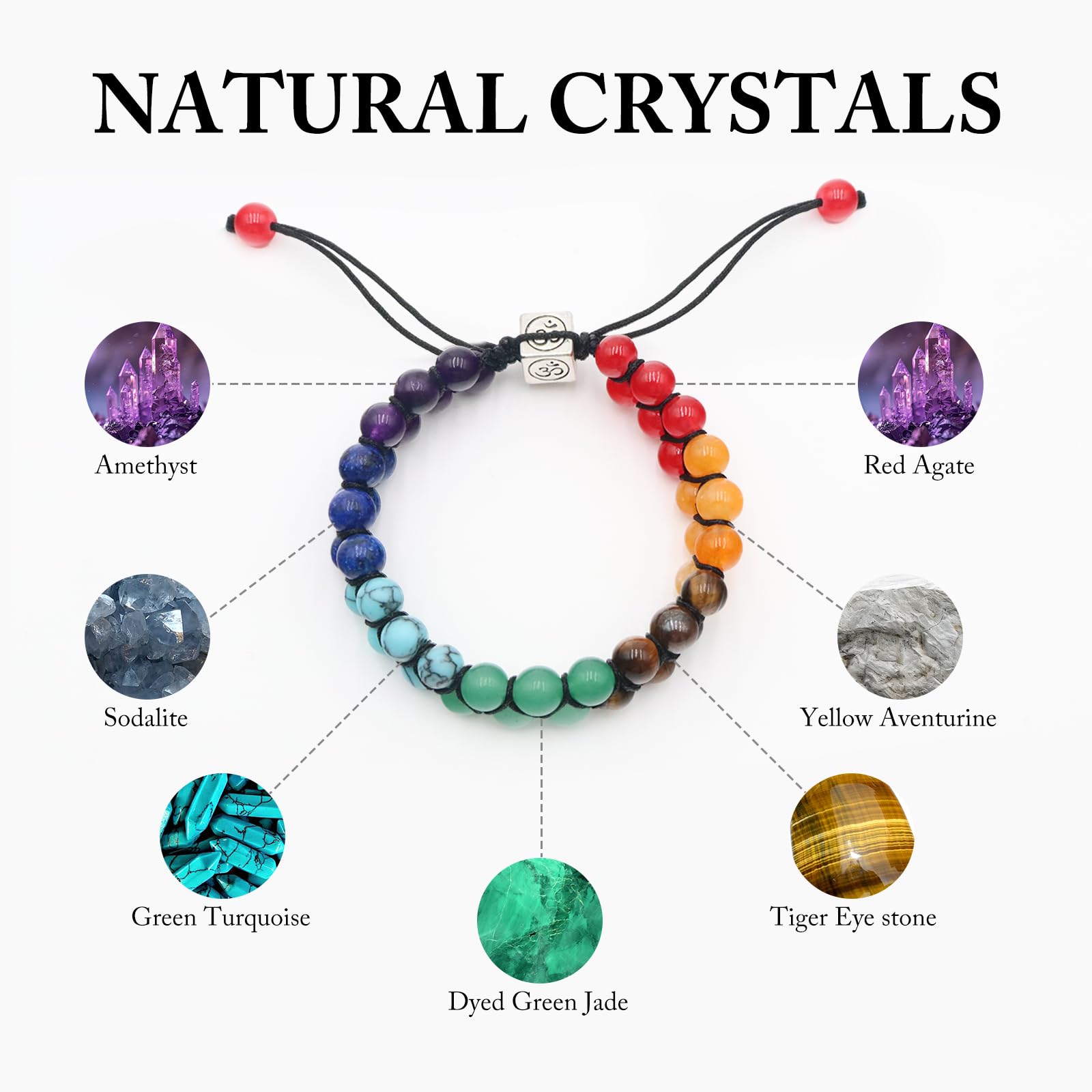 GRKZBKW chakra bracelet with 8mm beads aligning chakras