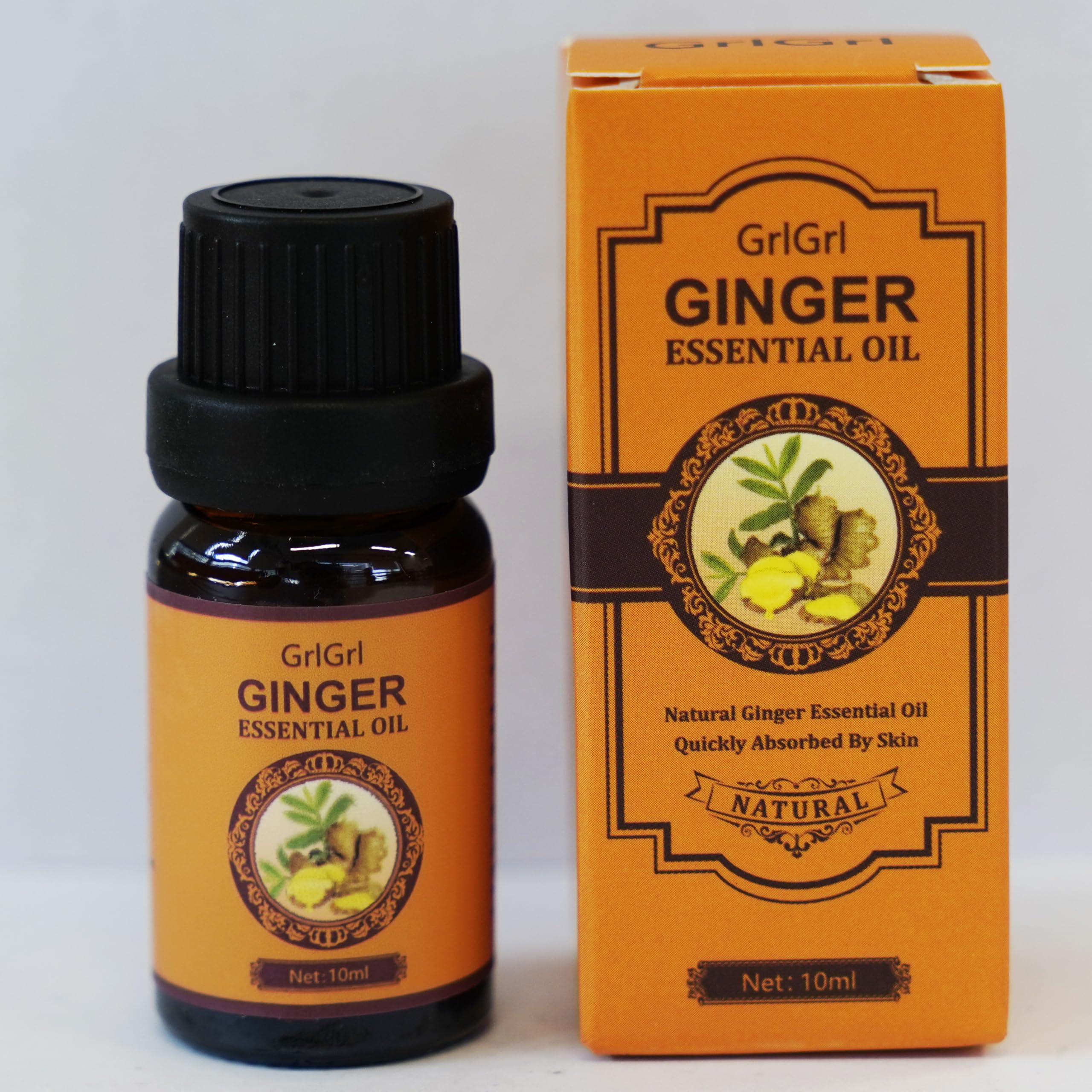 GrlGrl Ginger essential oil bottle for massage and diffusion.