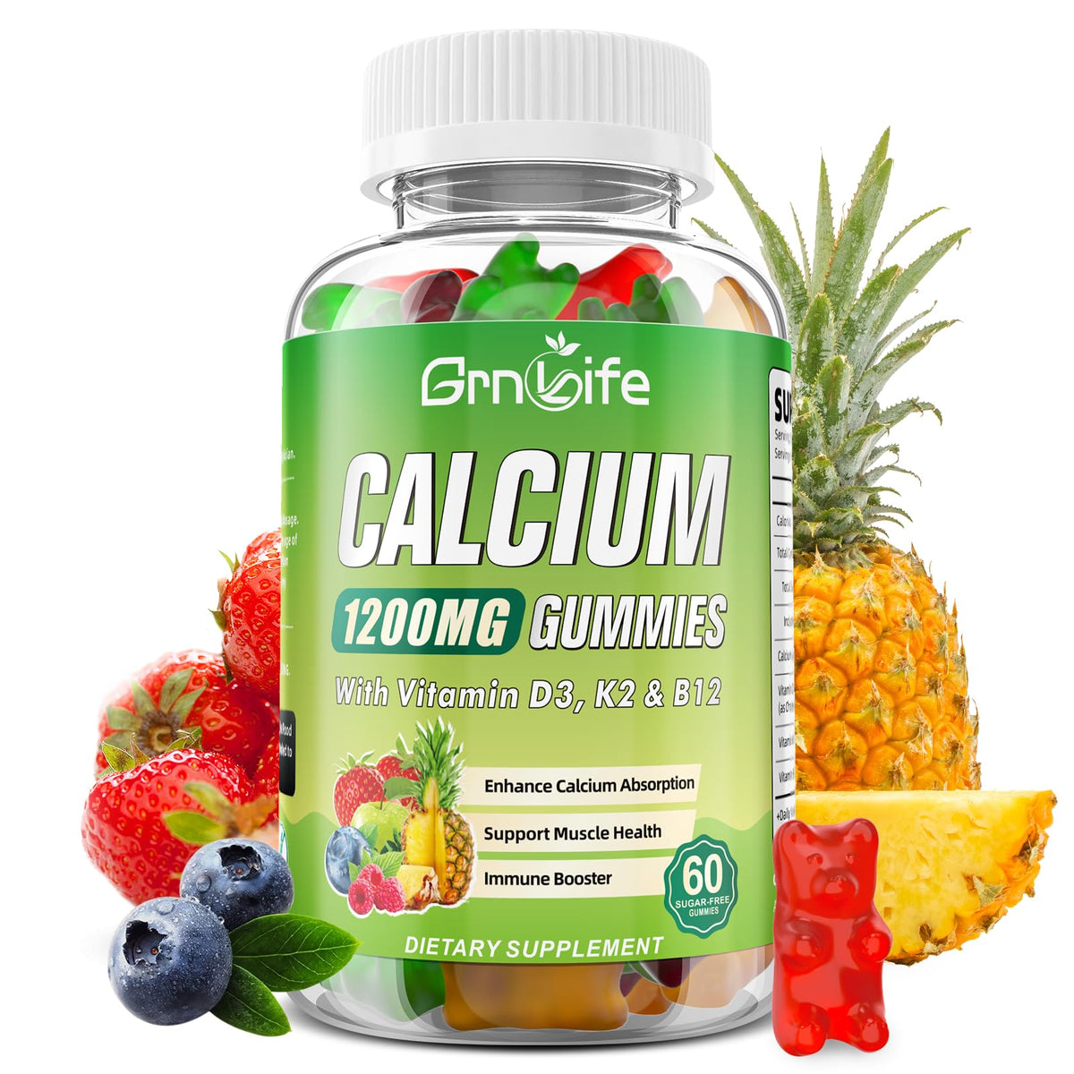 GrnLife Calcium Citrate 1200mg bottle for daily bone support.