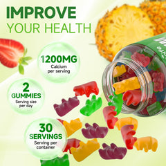 GrnLife calcium gummies with D3 K2 B12 icon signaling full-spectrum support.