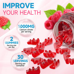 GrnLife calcium citrate gummies packaging front with GMP-quality assurance label.