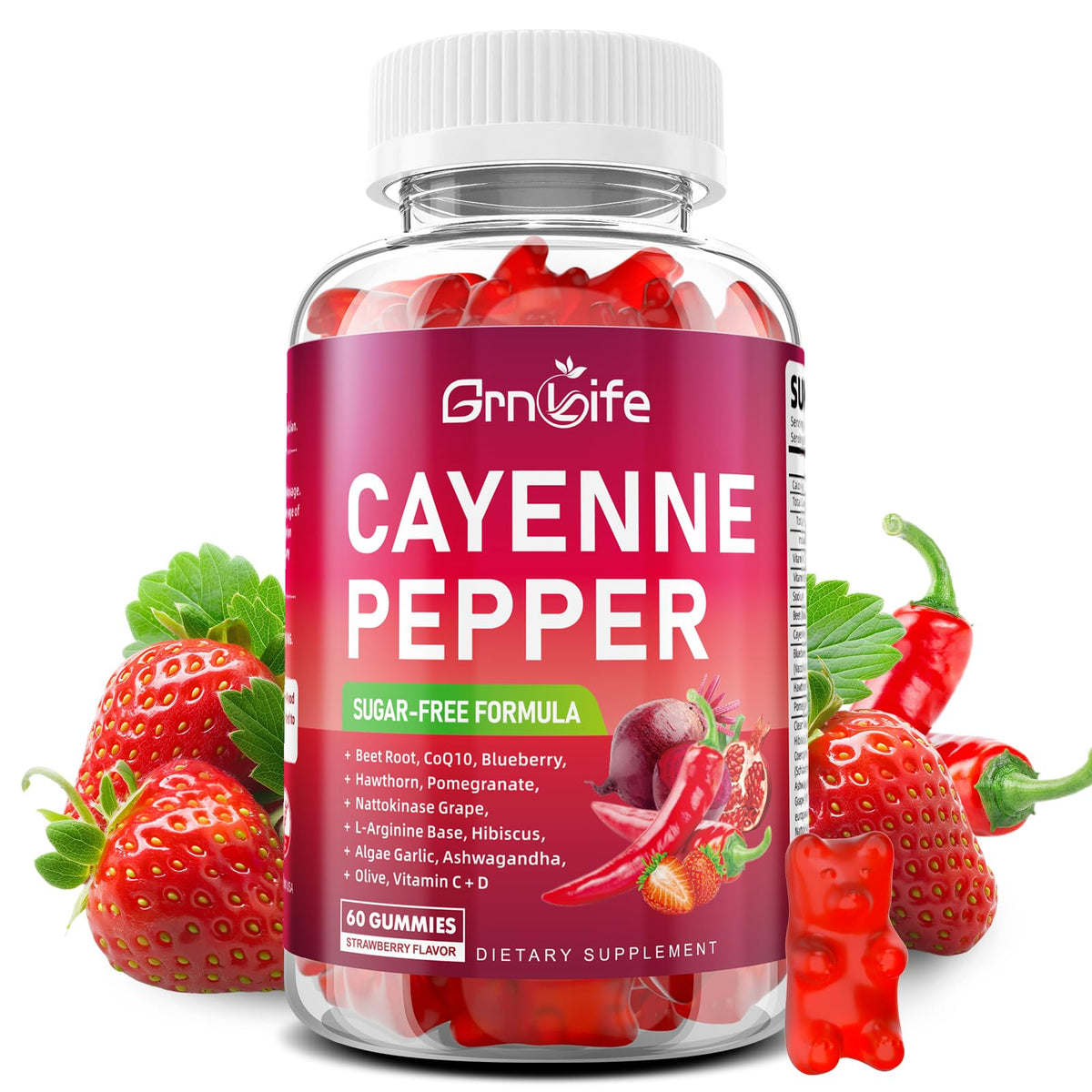 GrnLife Cayenne Beet Root Gummies bottle for easy daily wellness support.