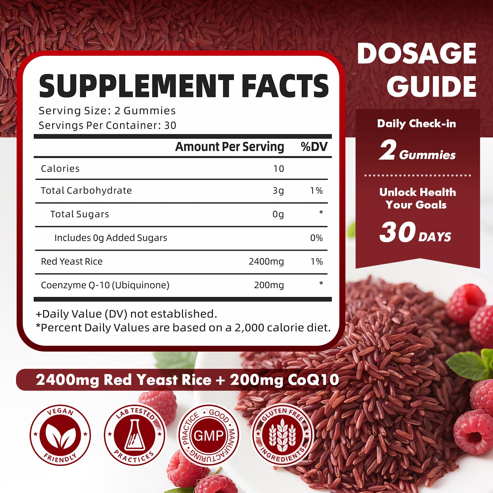 GrnLife CoQ10 gummies ingredient list closeup highlighting the antioxidant blend.