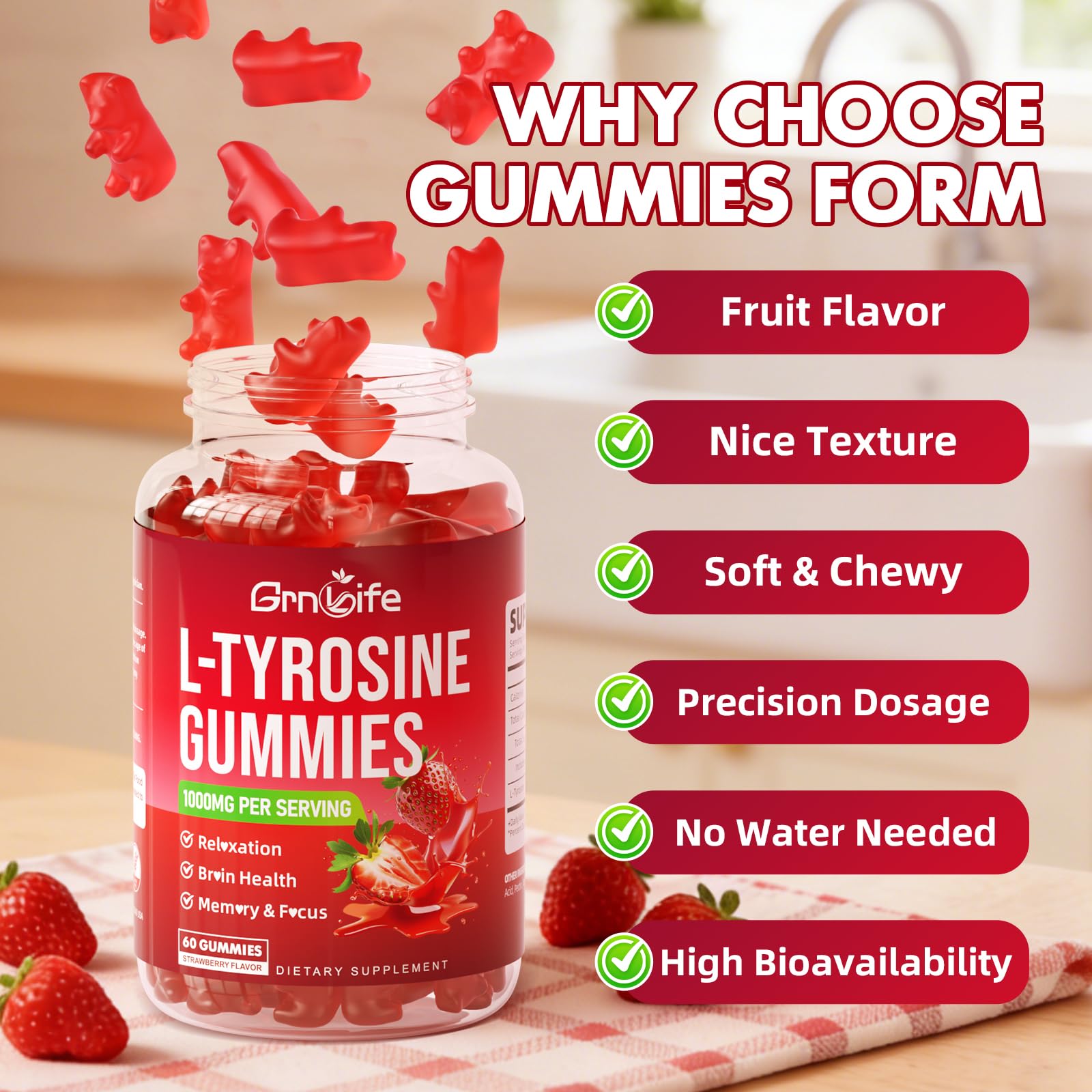 GrnLife L Tyrosine Gummies GMP verified and lab-tested.