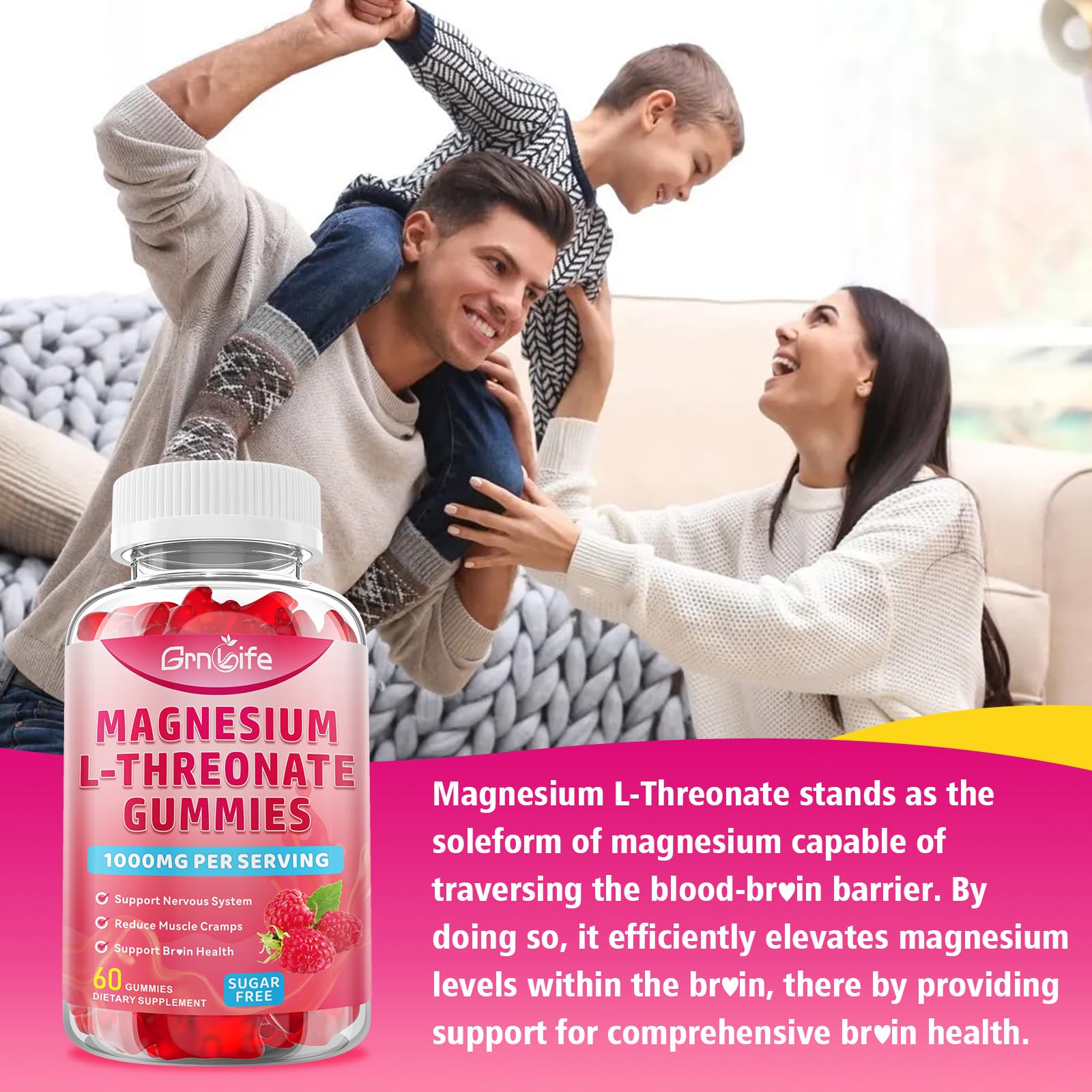 Adult enjoying GrnLife gummy for calm focus after work.