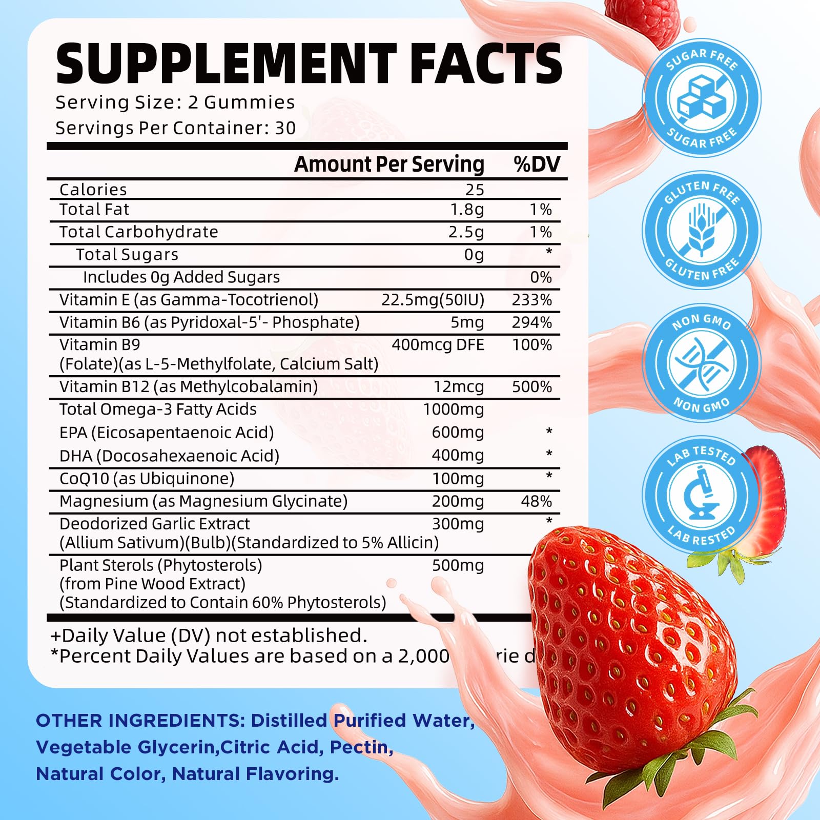 GrnLife vegan omega-3 gummies ingredients panel highlighting algae EPA and DHA