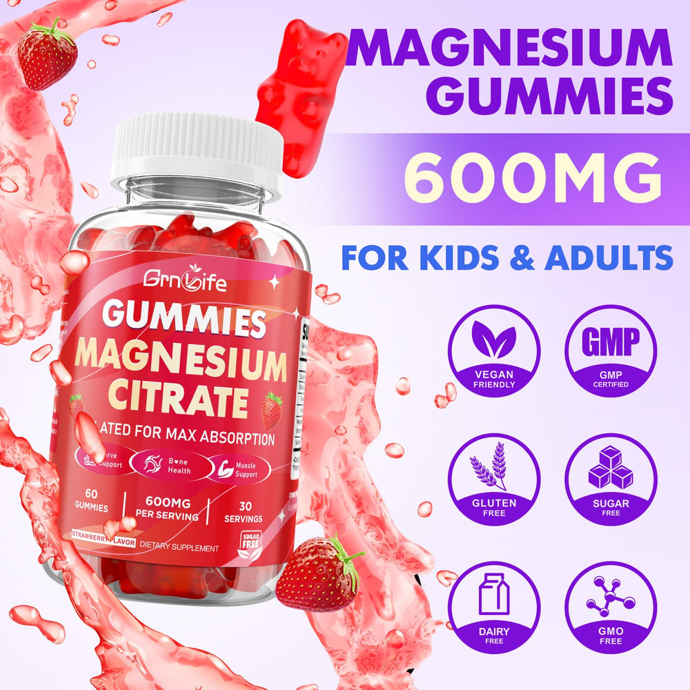 GrnLife vegan magnesium citrate gummies for a plant-based supplement