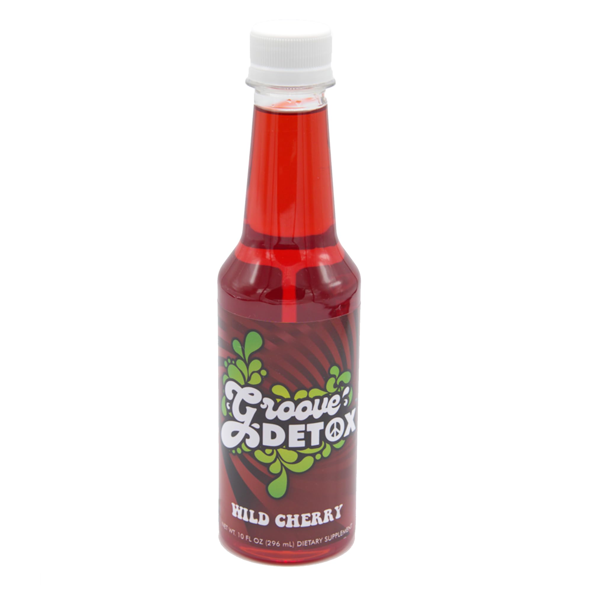Groove Detox Wild Cherry bottle highlighting premium detox blend for energy and digestion.