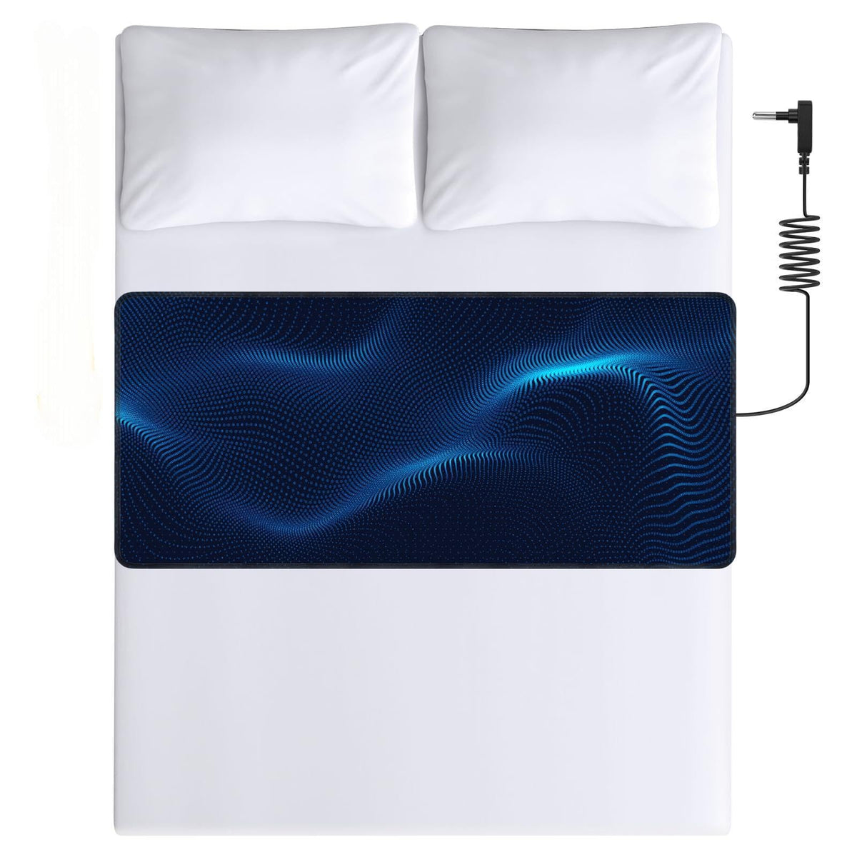 Grounded Therapy grounding mat on a bed shows a sleep-ready seamless fit.