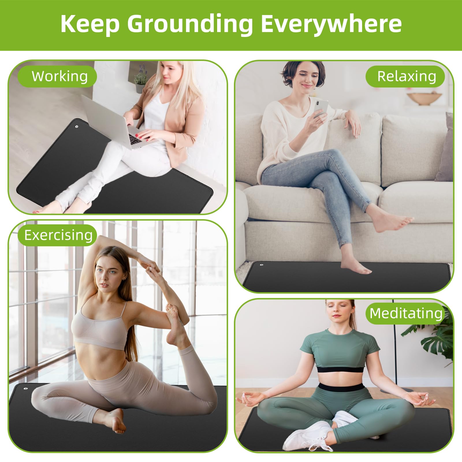 Grounding Mat 2 Pack conductive-carbon materials ensure durable everyday use
