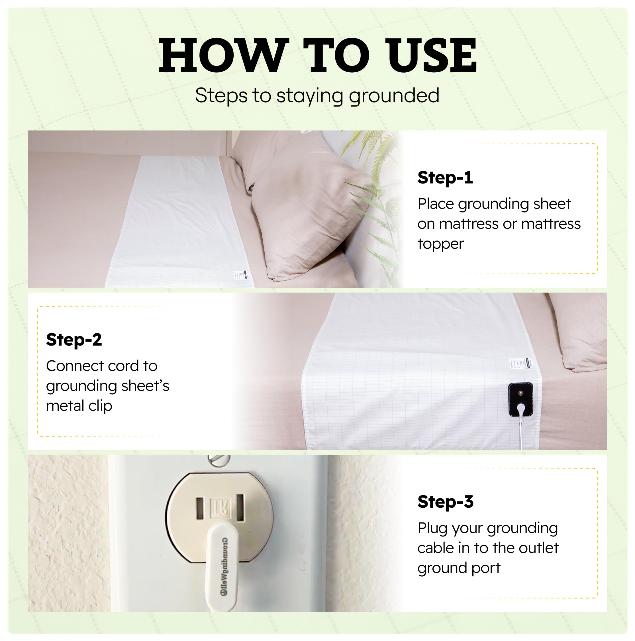 GroundingWell safety resistor and 15.5-foot cord ensure safe grounding setup.