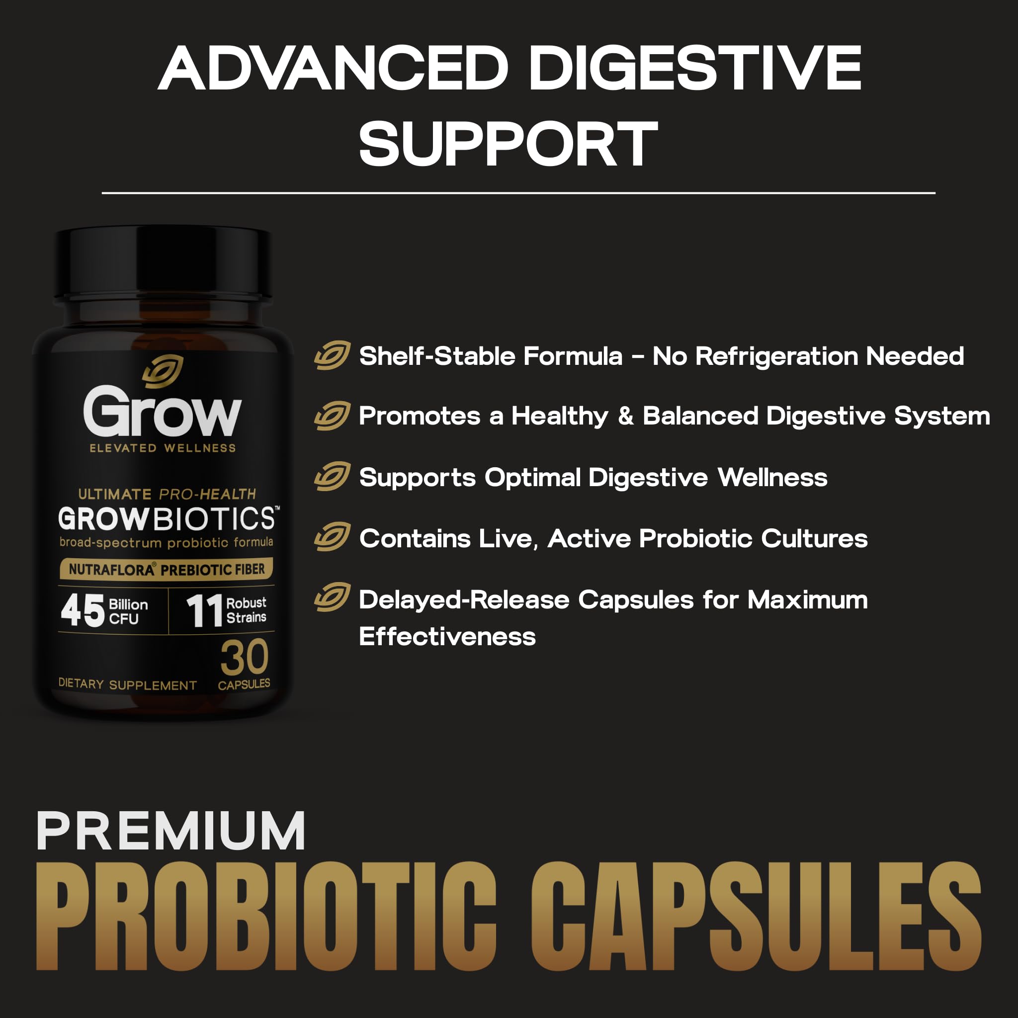 GrowBiotics NutraFlora label showing prebiotic fuel for probiotics