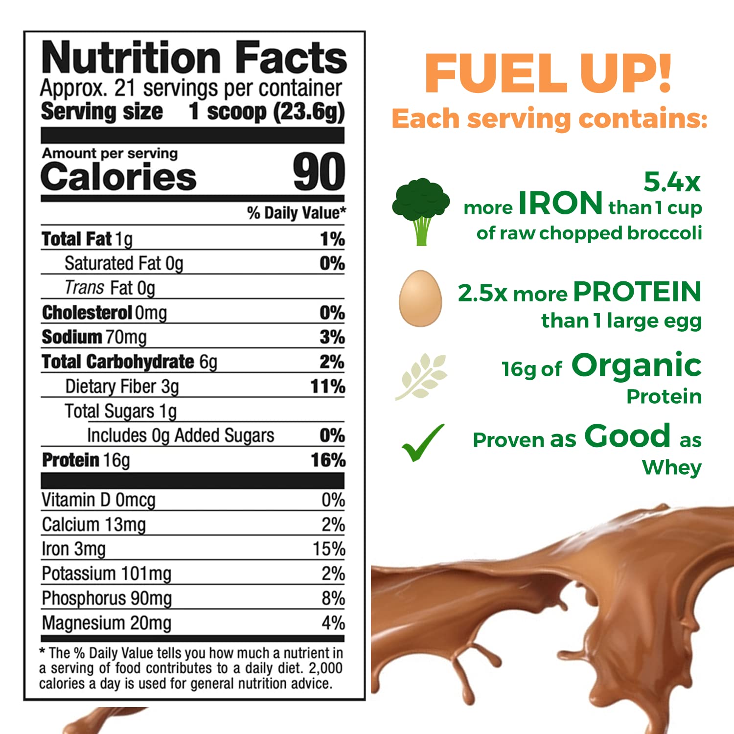Growing Naturals chocolate rice protein shake, vegan and gluten-free option.
