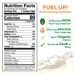 Growing Naturals pea protein scoop on countertop, convenient daily protein boost