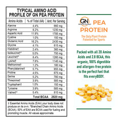 Growing Naturals Raw Pea Protein Powder scoop emphasizes convenient protein on demand.
