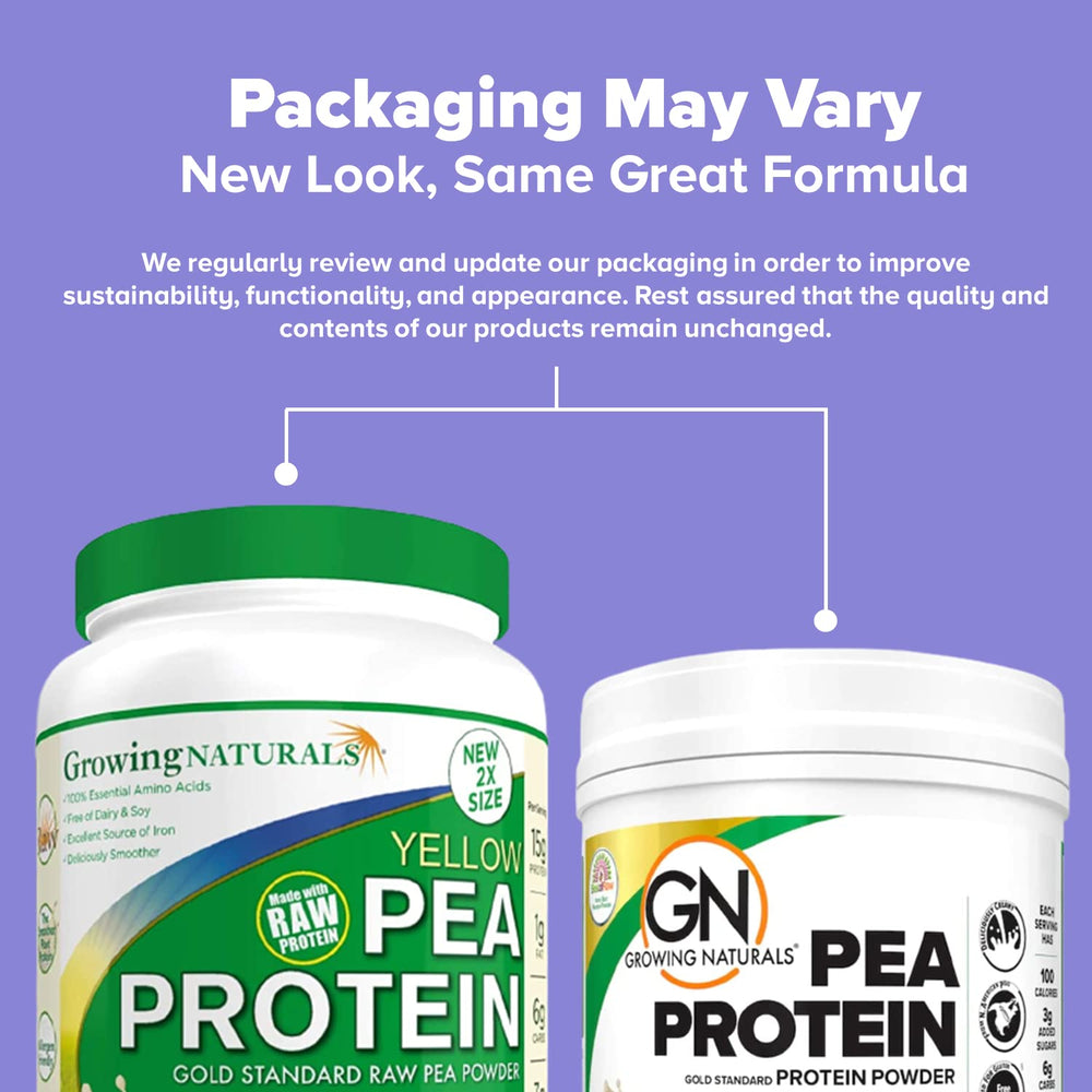 Growing Naturals vegan pea protein supports plant-based nutrition.