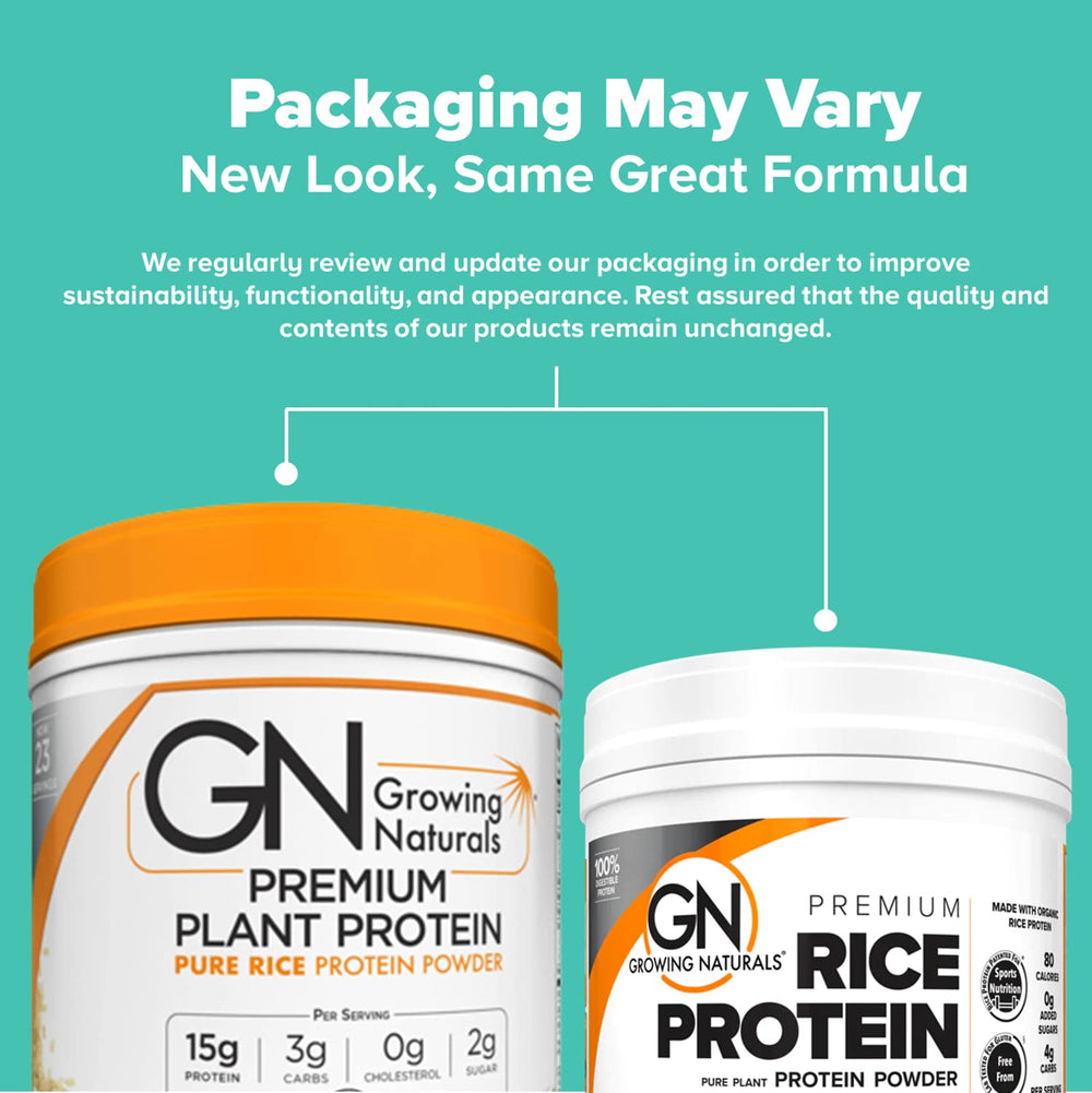 Growing Naturals rice protein kitchen scene highlights gluten free dairy free option