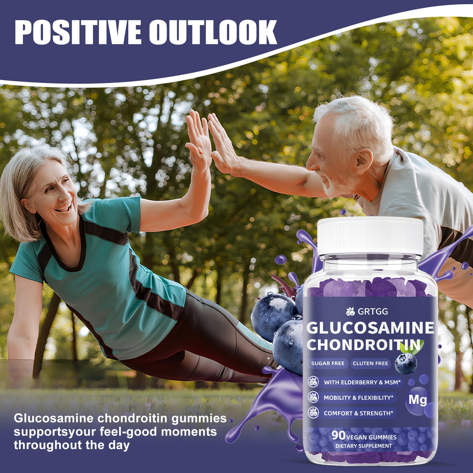 GRTGG Glucosamine Chondroitin Gummies elderberry blend hints at berry flavor