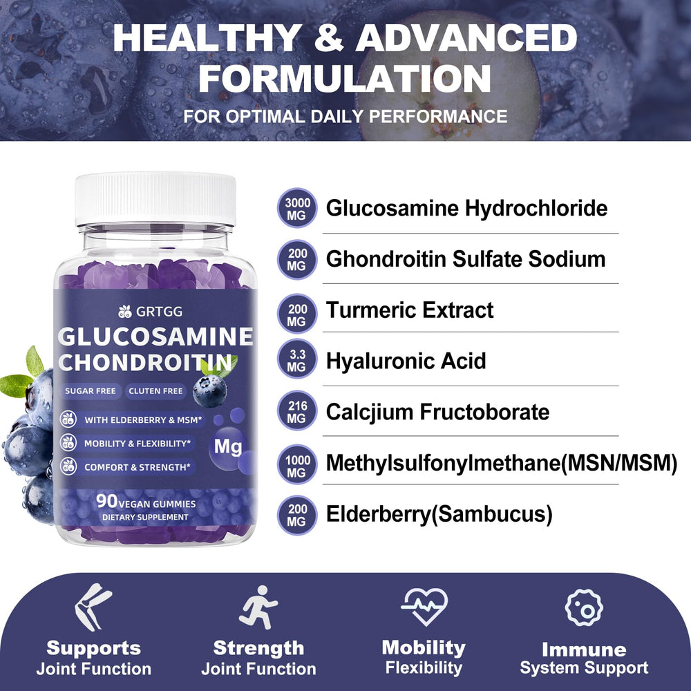 GRTGG Glucosamine Chondroitin Gummies gummy close-up highlights chewy texture