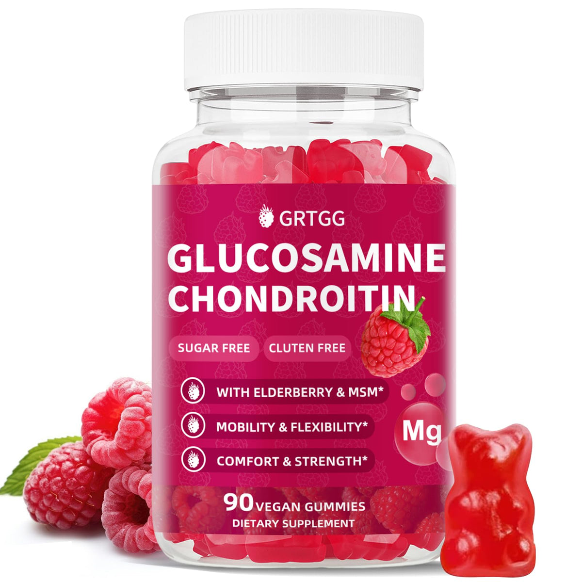 GRTGG glucosamine chondroitin gummies jar for easy daily joint support.