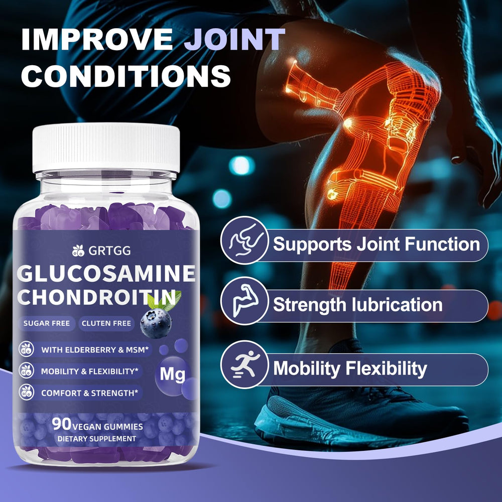 GRTGG Glucosamine Chondroitin Gummies packaging emphasizes 90-count bottle