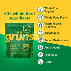 Grüns Adults Super Greens gummies pack for convenient on-the-go daily nutrition.
