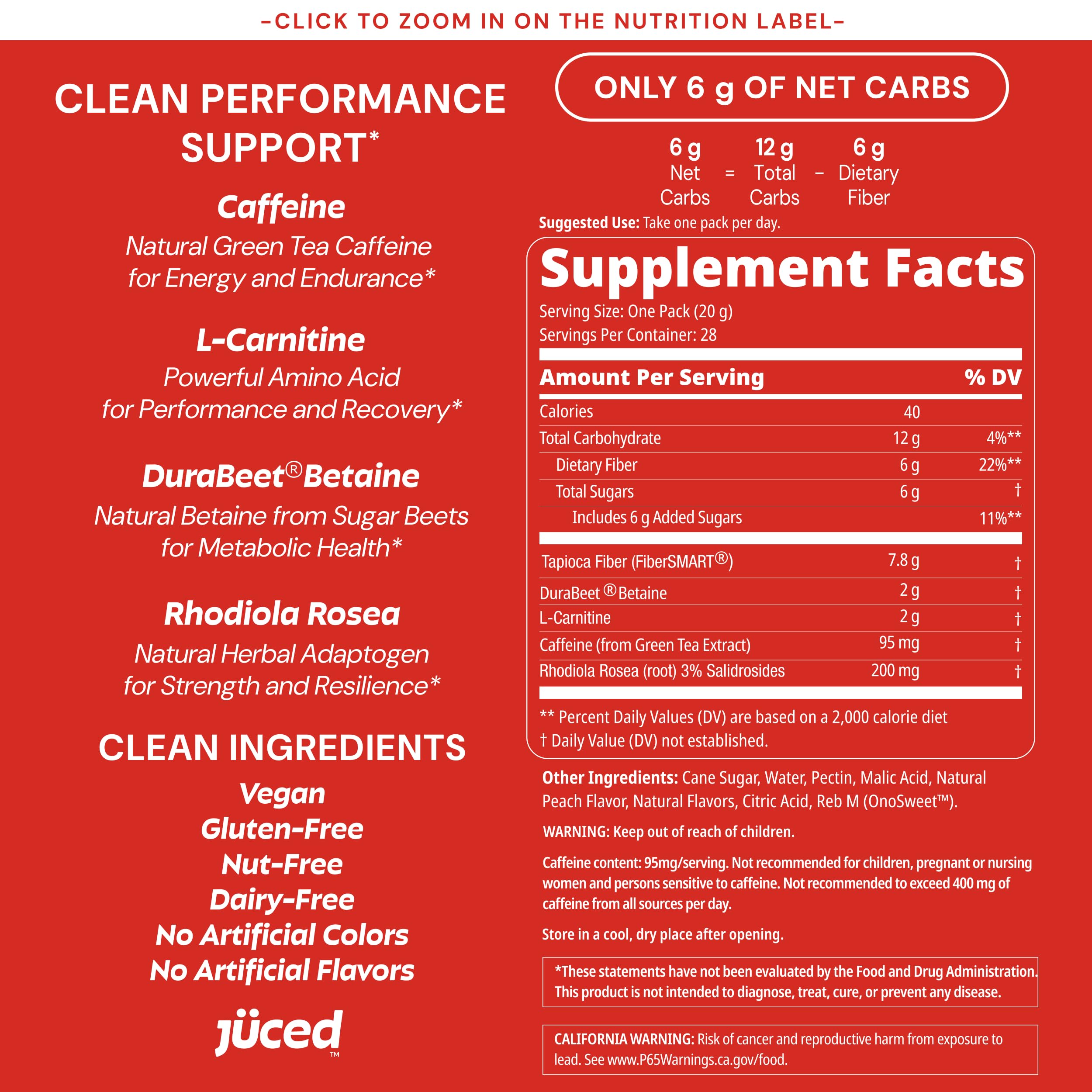 Grüns Juced electric peach serving suggestion highlights convenient, no-mix preworkout option.