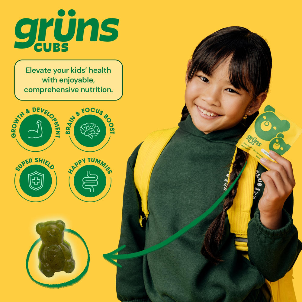 Grüns on-the-go snack packs right on a school desk, convenient daily support.