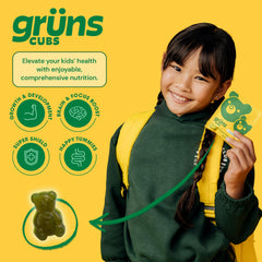 Grüns on-the-go snack packs right on a school desk, convenient daily support.