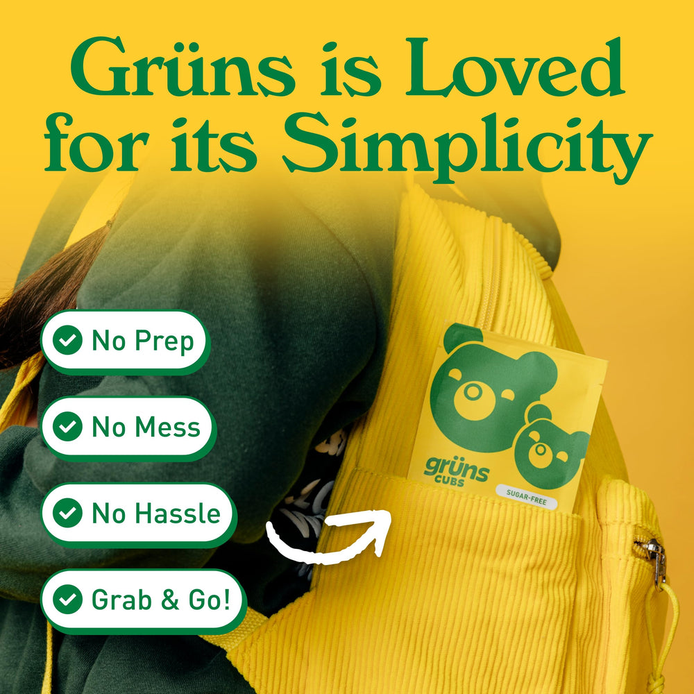 Grüns vegan gluten-free dairy-free nuts-free gummies, clean ingredients for allergy-aware families.