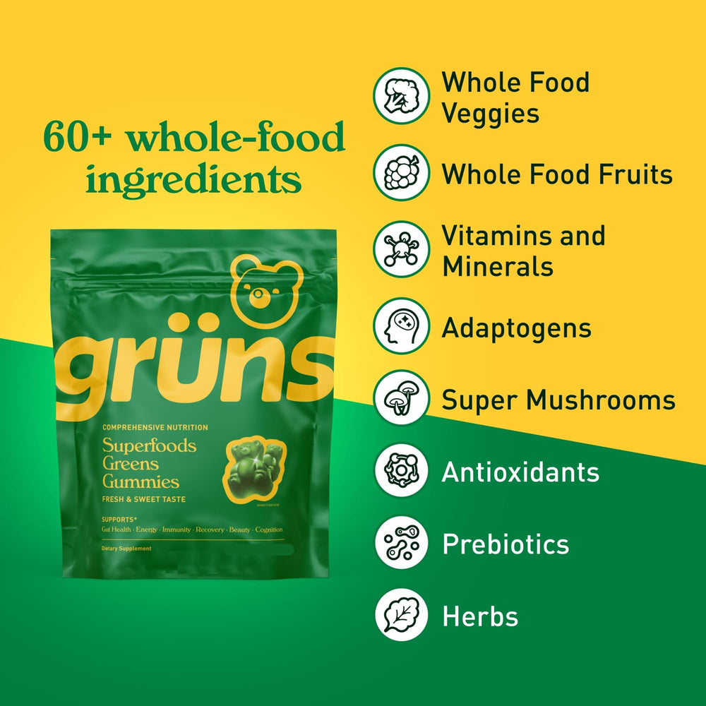 Grüns gummies strawberry-green flavor in serving dish