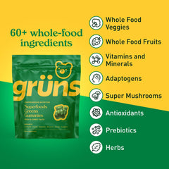 Grüns gummies strawberry-green flavor in serving dish