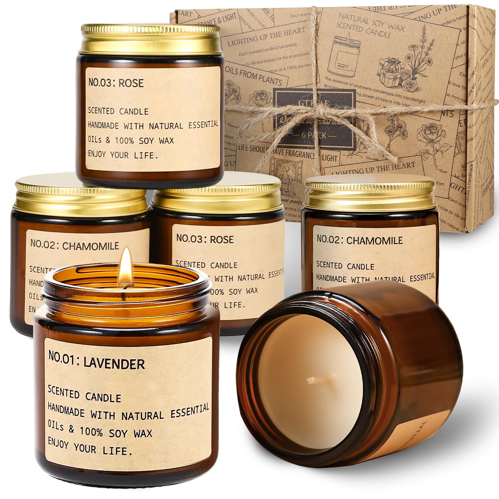 GTTFAE Candles six-pack delivering long-lasting fragrance for any room.