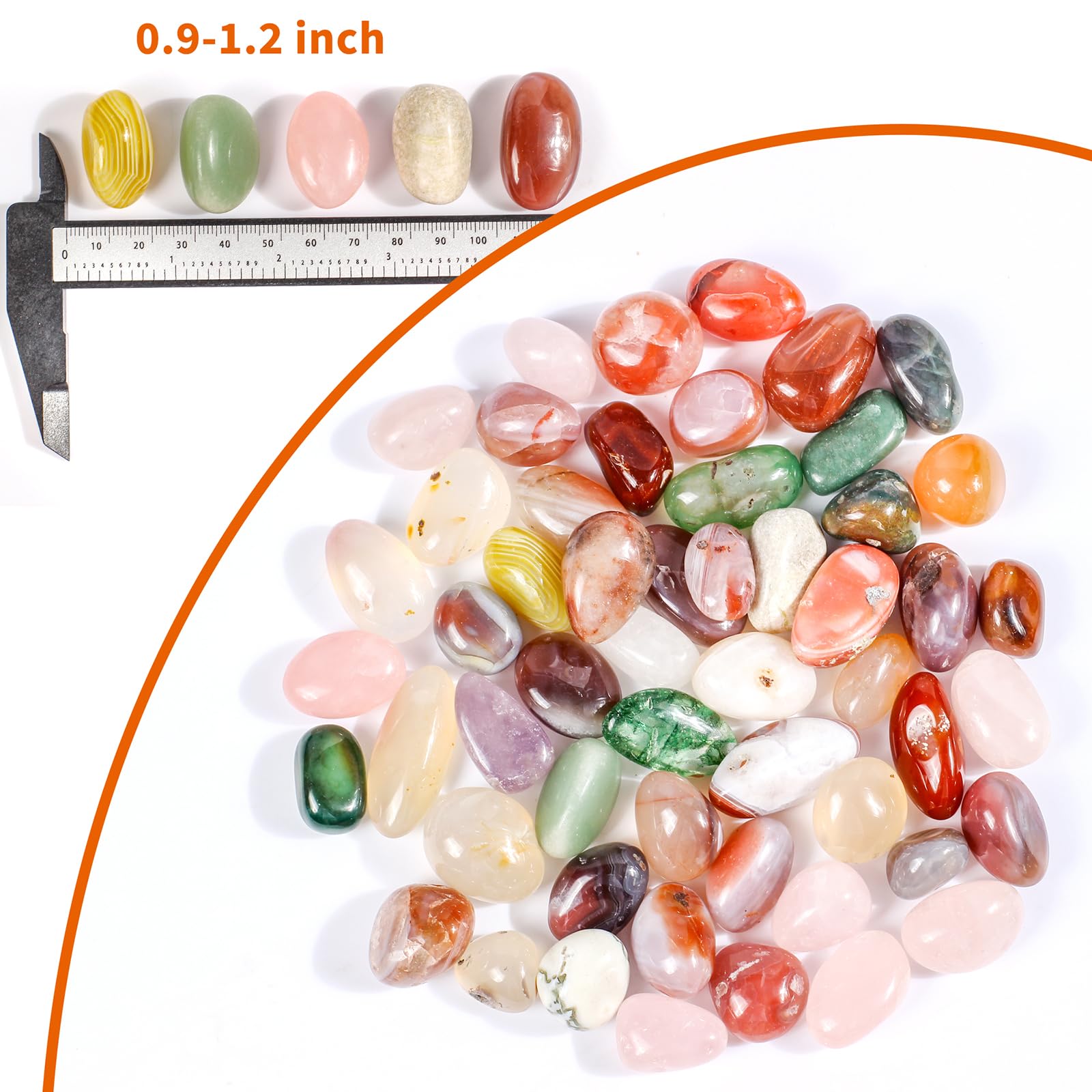 Multi-colored stones suitable for divination, Reiki sessions, and spiritual decor.