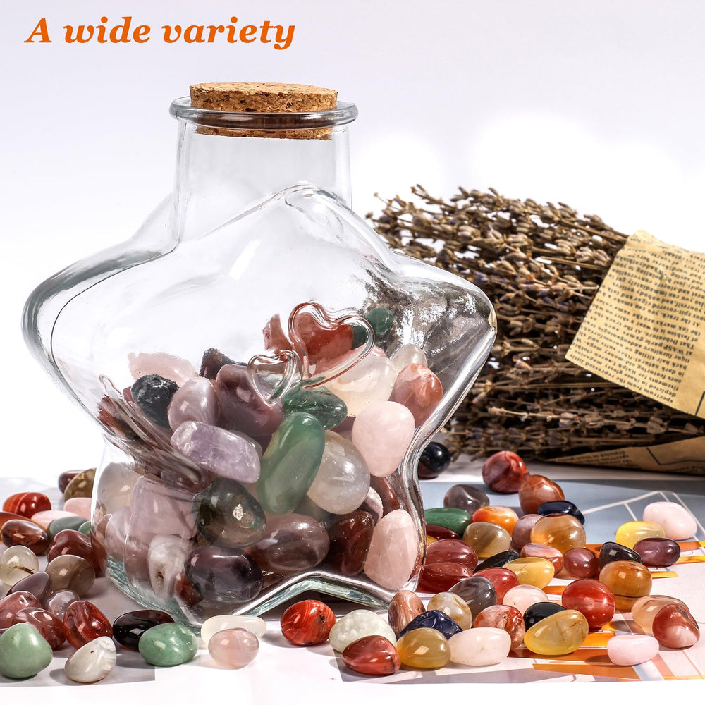 Colorful agate stones arranged for a peaceful meditation display.