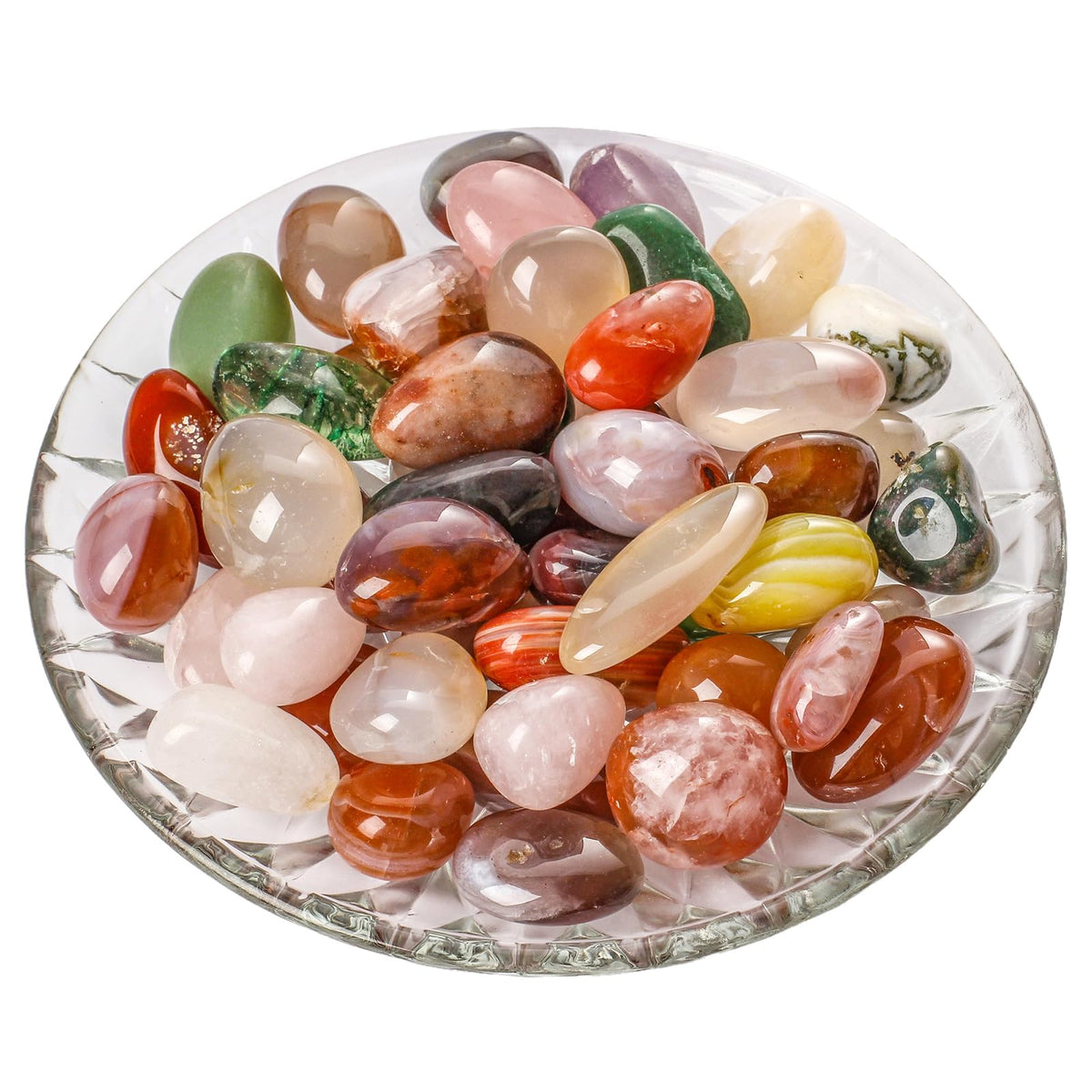 Guanquartz natural crystal stones set of 36 agate pieces for meditation and balance.