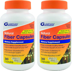 Guardian Psyllium Fiber Capsules bottle, supports daily dietary fiber intake for digestive wellness.