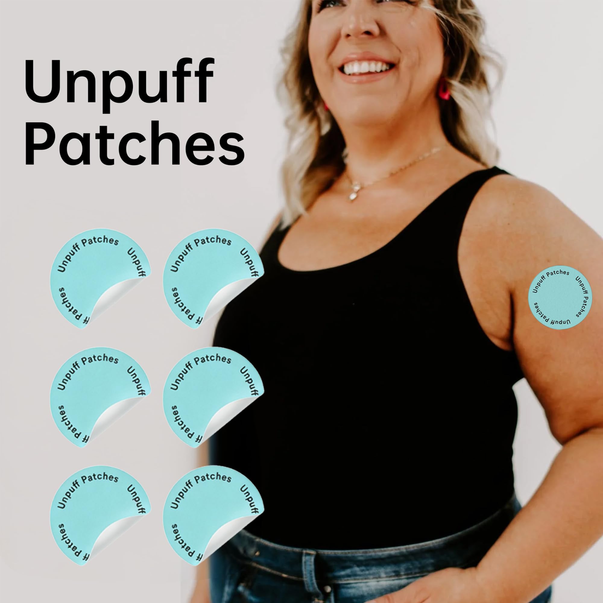 GuardianLink Unpuff Patches on-arm wear shows breathable adhesive.