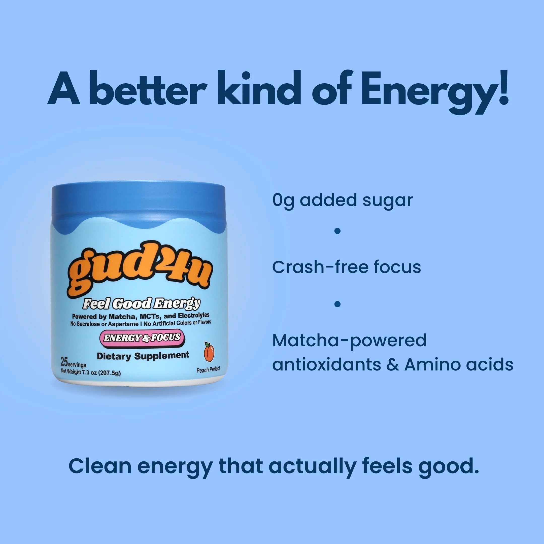 Gud4u Peach Perfect glass highlights MCT energy for a smooth boost during routines