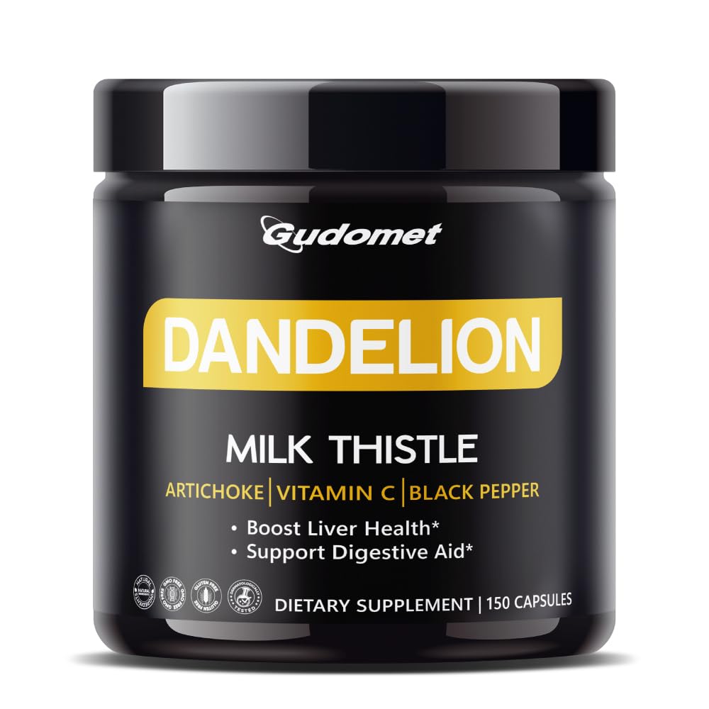 GUDOMET dandelion bottle label shows ingredients for daily liver support