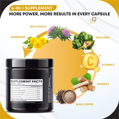 GUDOMET capsules close-up highlighting natural, non-GMO ingredients for digestion support