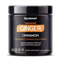 GUDOMET liposomal ginger cinnamon bottle shown for daily digestive wellness