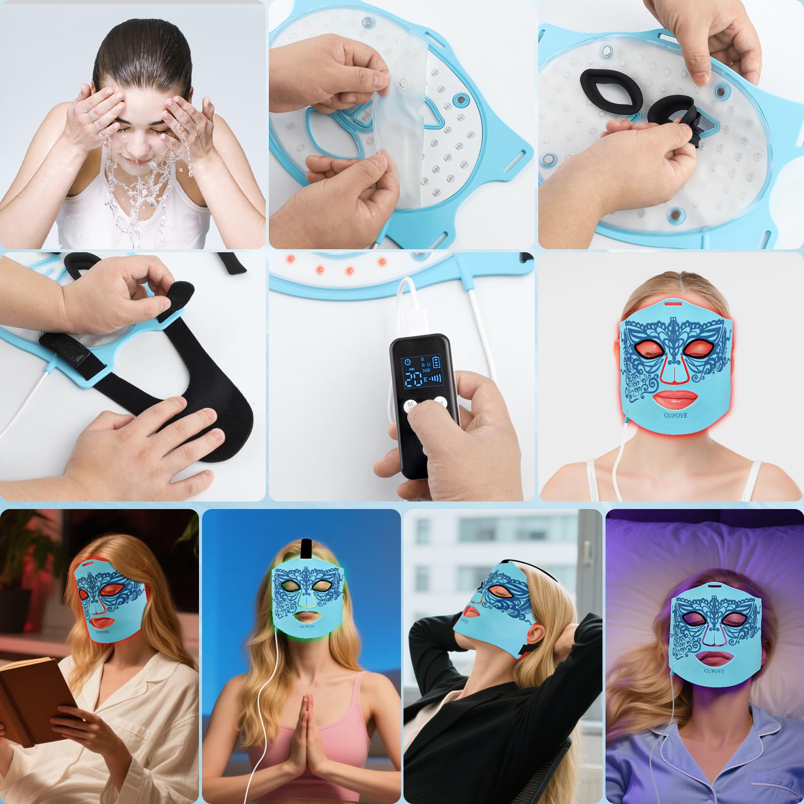 Gufoye soft silicone shell promotes gentle contact with facial skin
