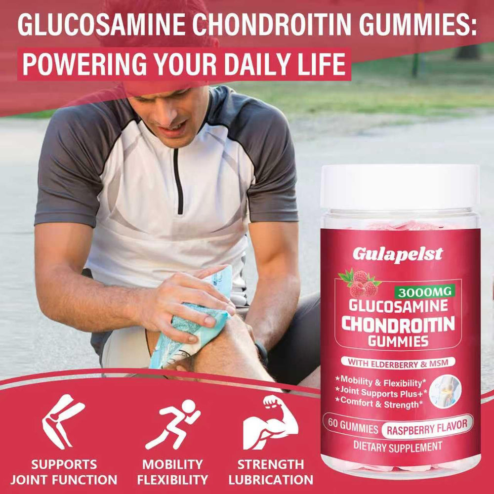 Gulapelst ingredients panel featuring 3000mg glucosamine and 200mg chondroitin.