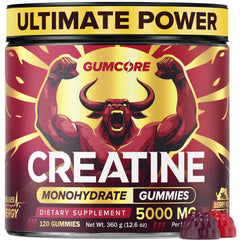 GUMCORE Creatine Monohydrate Gummies bottle for on-the-go energy and simple dosing.