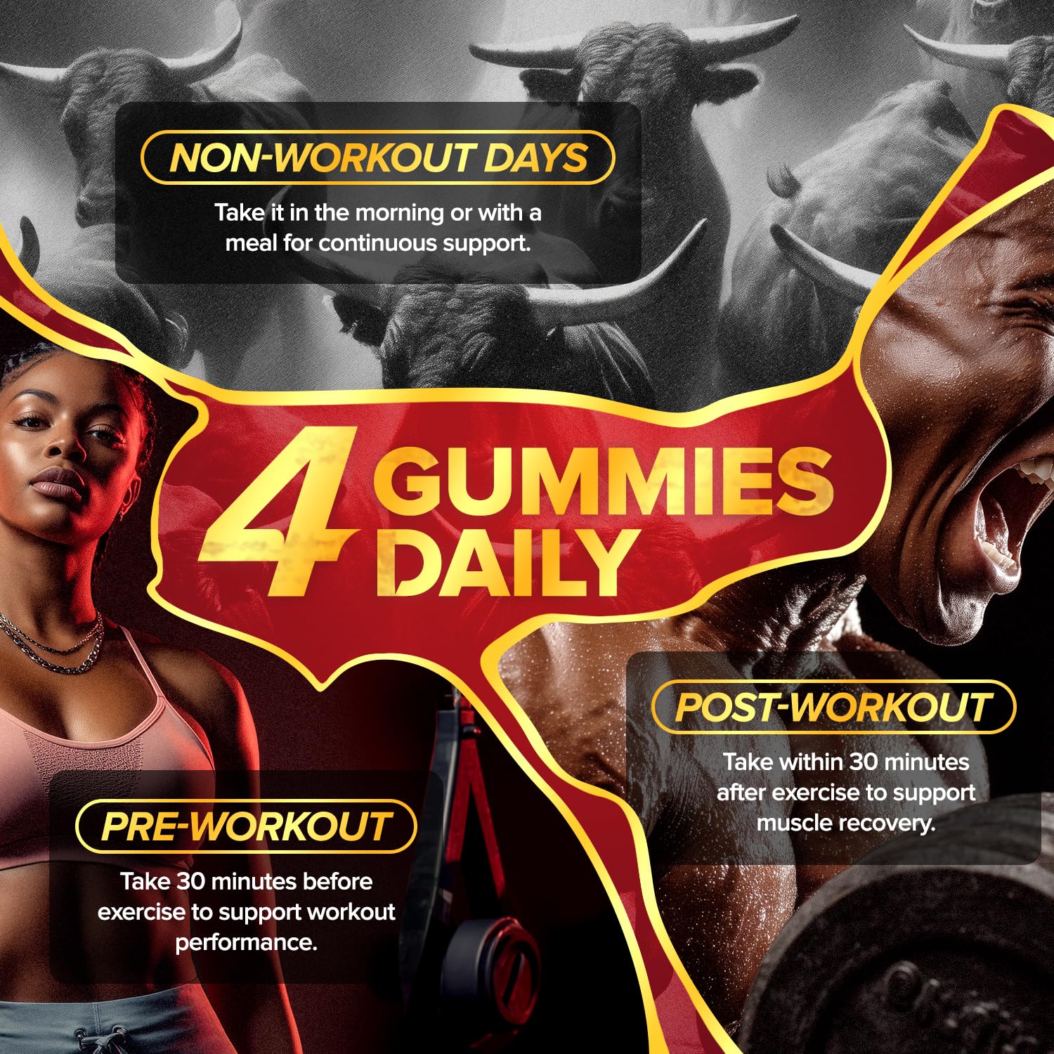 GUMCORE Creatine Monohydrate Gummies serving shot suggests quick pre-workout chew.