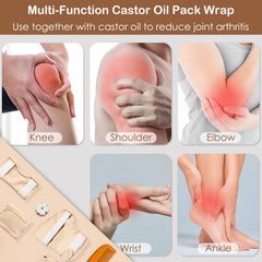 GUMIFOTNE castor oil knee pack on the left leg for joint coverage